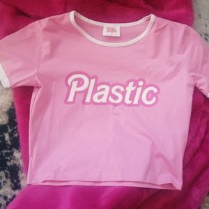 Be A Bimbo Pink "Plastic" Crop Top